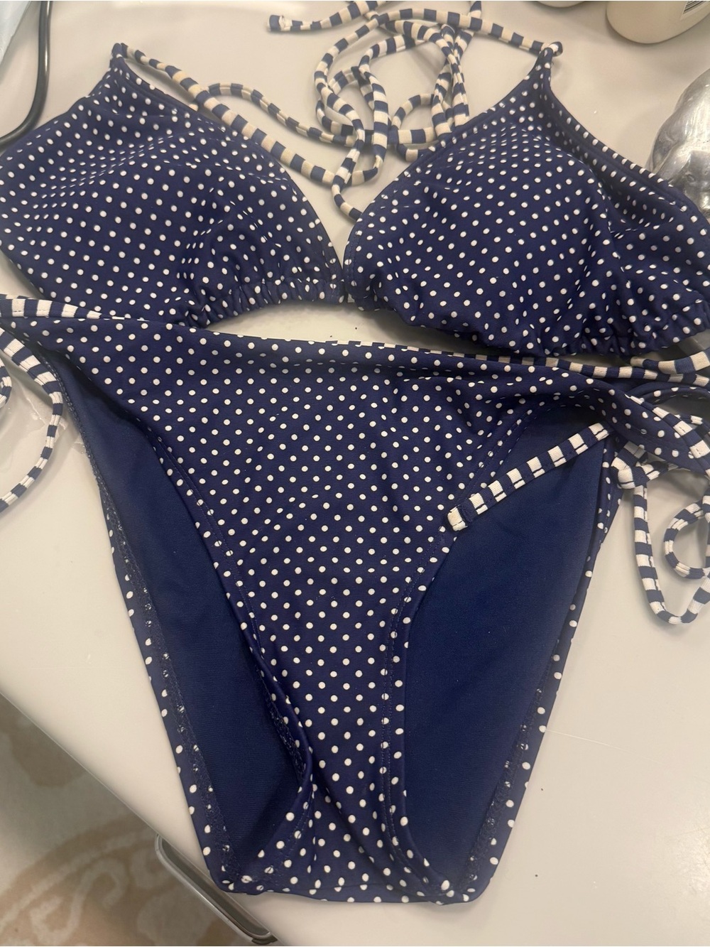 Navy Polka Dot Women's Two-Piece Bikini